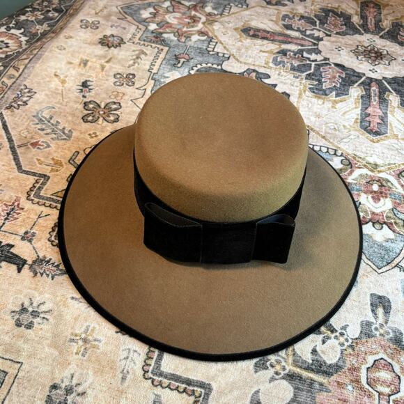 Vintage J Peterman Made in Italy Wool Hat Women's Velvet Bow Formal Brown Hat - Picture 12 of 13